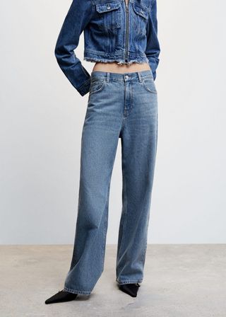 Mango + High-Waist Wideleg Jeans