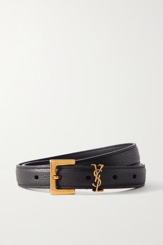 Saint Laurent + Cassandre Textured-Leather Belt