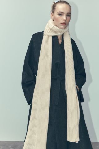 Zara + Wool Blend High Collar Scarf