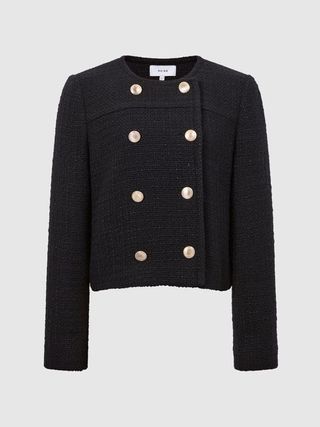 Reiss + Black Esmie Cropped Double Breasted Jacket