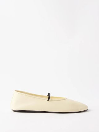 The Row + Elastic Leather Ballet Flats
