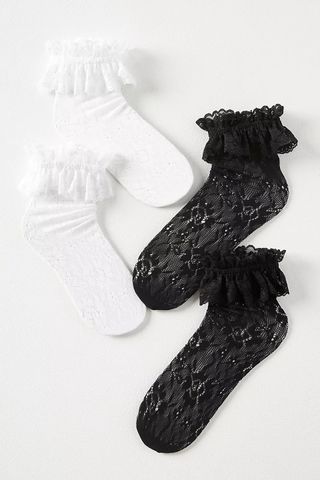 Anthropologie + Set of Two Ruffle Lace Socks