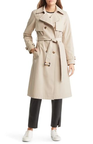 Sam Edelman + Tone on Tone Double Breasted Water Resistant Trench Coat