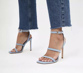 Office + Hummingbird Three Strap Sandals Pale Blue Leather