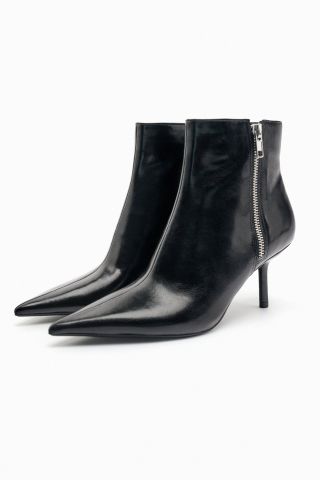 Zara + Mid Heel Ankle Boots With Zip