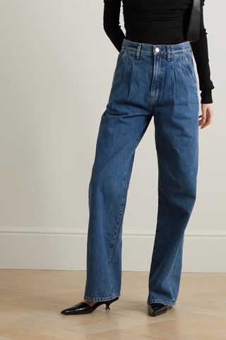 Goldsign + The Edgar Pleated High-Rise Wide-Leg Jeans