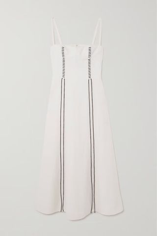 Chloé + Lace-Up Wool and Linen-Blend Dress