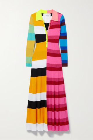 Christopher John Rogers + Colorblock Ribbed Wool-Blend Maxi Dress