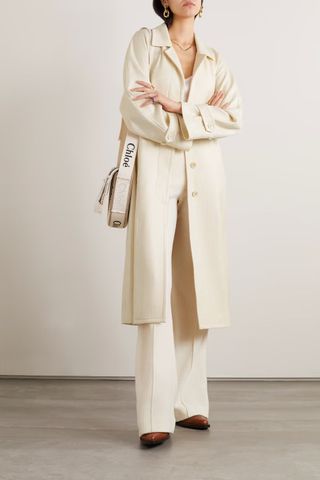 Chloé + Belted Silk Wool and Cashmere-Blend Trench Coat