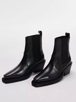 Topshop + Maeve Leather Western Ankle Boot