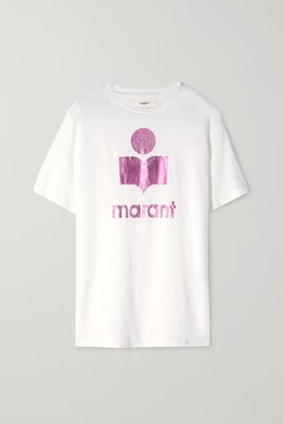 Isabel Marant Étoile + Zewel Metallic Printed Linen-Jersey T-Shirt
