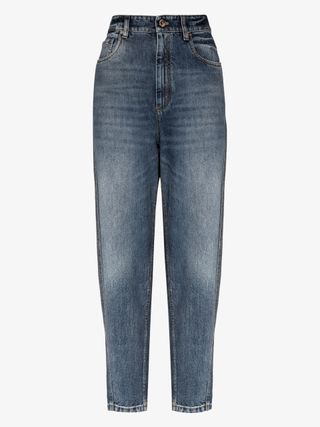 Brunello Cucinelli + Blue High-Waisted Cropped Jeans
