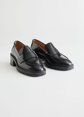 
Other Stories + Heeled Leather Penny Loafers