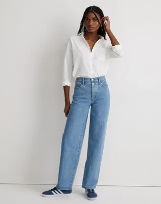 Madewell + The Perfect Vintage Wide-Leg Jean in Harding Wash: Button-Fly Edition