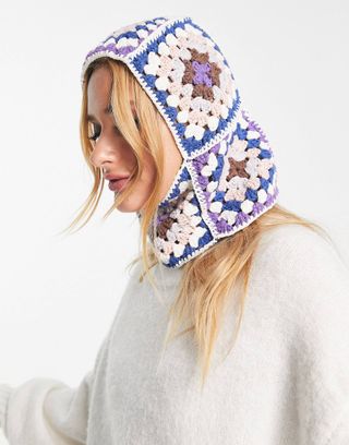 Damson Madder + Crochet Balaclava in Lilac Mix