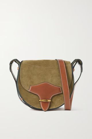 Isabel Marant + Botsy Leather-Trimmed Suede Shoulder Bag