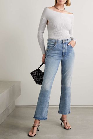 Khaite + Vivian Cropped High-Rise Bootcut Jeans