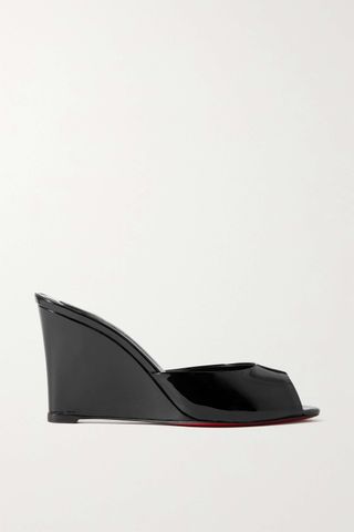 Christian Louboutin + Me Dolly Zeppa 85 Patent-Leather Wedge Mules