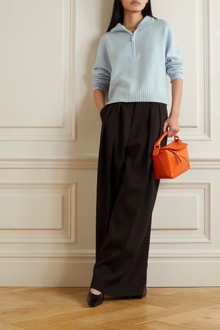 Allude + Wool and Cashmere-Blend Zip Sweater