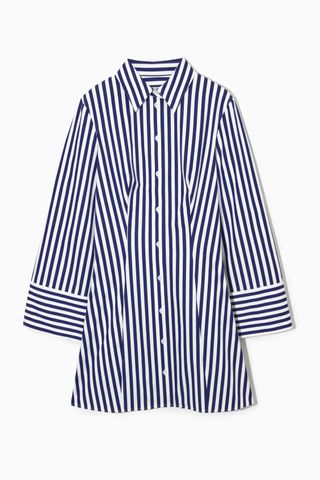 COS + Striped Waisted Mini Shirt Dress