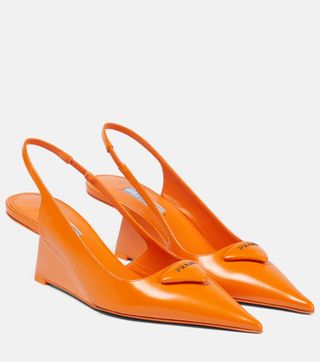 Prada + Leather Slingback Pumps