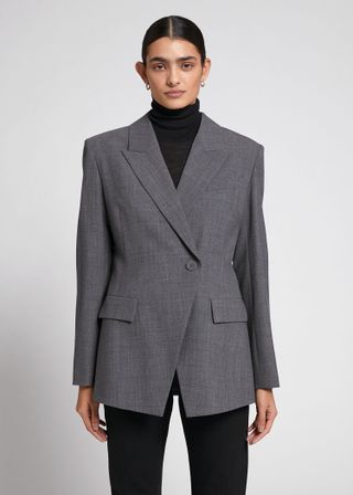 & Other Stories + Double-Breasted Asymmetric Blazer