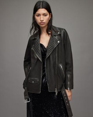 AllSaints + Billie Leather Studded Jacket