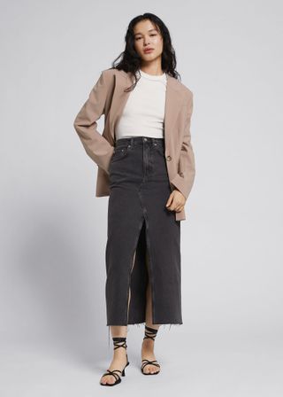 & Other Stories + High Waisted Denim Pencil Skirt