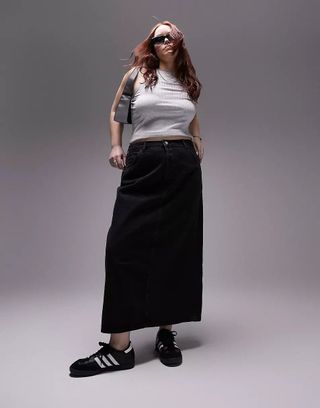 Topshop + Curve Denim Midi Skirt