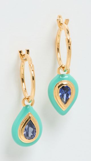 Missoma + Turquoise Stone and Enamel Tear Drop Hoops