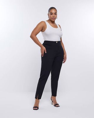 River Island + Plus Black High Waisted Cigarette Trousers