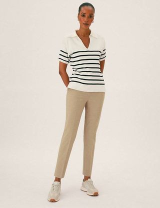 M&S Collection + Slim Fit Ankle Grazer Trousers With Stretch
