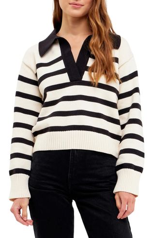 English Factory + Stripe Collared Sweater