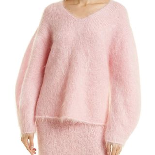By Malene Birger + Hamie V-Neck Oversize Mohair & Merino Wool Blend Sweater