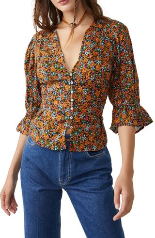 Free People + I Found You Print Blouse