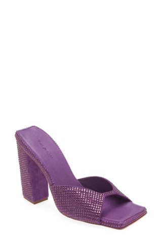 Gia Borghini + Rosie Crystal Beaded Block Heel Slide Sandal