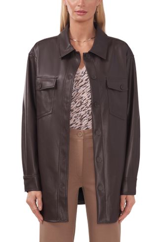 HALOGEN® + Faux Leather Shirt Jacket