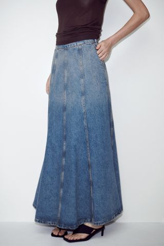 Zara + ZW Long Denim Skirt