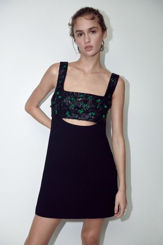 Zara + Embroidered Yoke Dress Limited Edition
