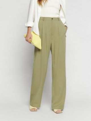 Reformation + Mason Pants in Olive Oil