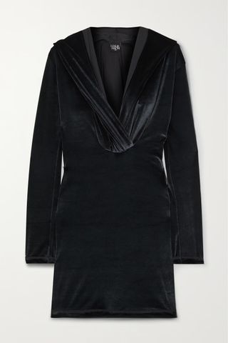 Leslie Amon + Grace Hooded Velvet Mini Dress