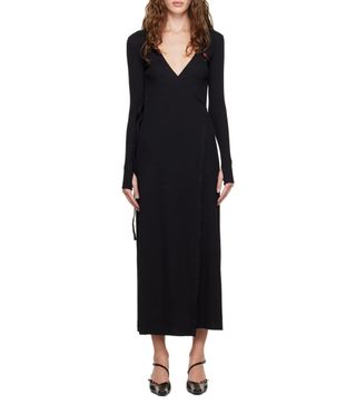 Marine Serre + Black Hooded Midi Dress