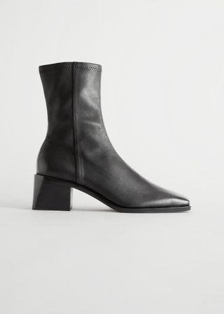 & Other Stories + Squared Leather Heeled Boots