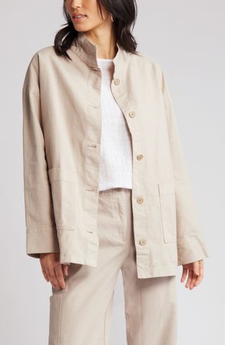 Eileen Fisher + Stand Collar Jacket