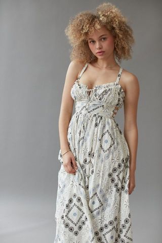 Urban Outfitters + Kiera Embroidered Open-Back Midi Dress