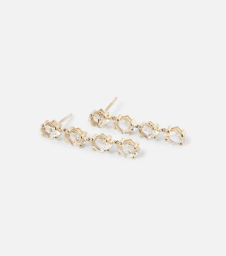 Suzanna Kalan + Kira 14kt Gold Drop Earrings With White Topaz