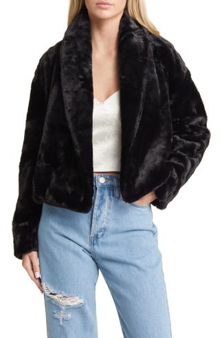 Blanknyc + Shawl Collar Faux Fur Crop Jacket