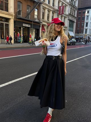 Navy blue wool blend flared midi skirt - Navy blue