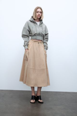 Zara + Washed Plush Cargo Skirt