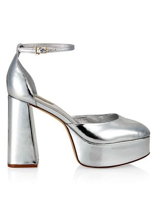 Larroudé + Ari Metallic Leather Ankle-Strap Platform Sandals